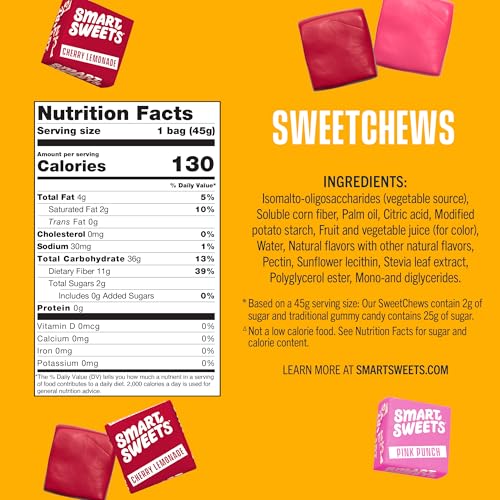 Image 3 of SmartSweets SweetChews Chewy Candy 45g Bags 4 Pack