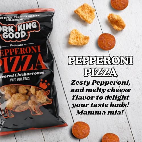 Image 2 of Pork King Good Pepperoni Pizza Pork Rinds, 4 Pack