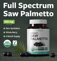 Thumbnail for Image 3 of PURE CO USDA Organic Saw Palmetto Supplement - 4 Month Supply