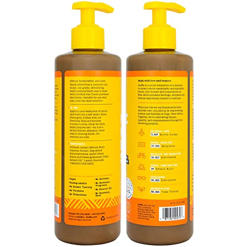 Image 2 of Alaffia Authentic African Black Soap, Unscented 2-Pack, 16 Oz Ea