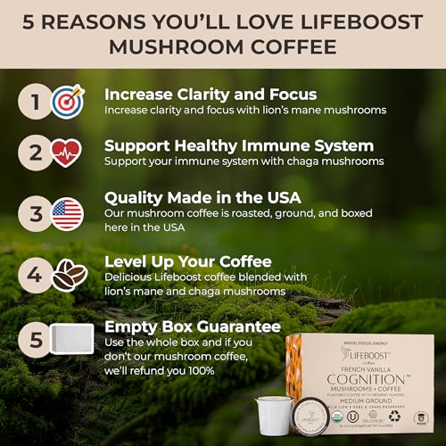 Image 2 of LIFEBOOST Lifeboost French Vanilla Cognition Mushroom K Cups, Low Acid, 10 Count