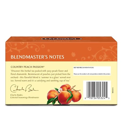 Image 3 of Celestial Seasonings Herbal Tea Caffeine Free Country Peach Passion - 20 Tea Bags - Case of 6
