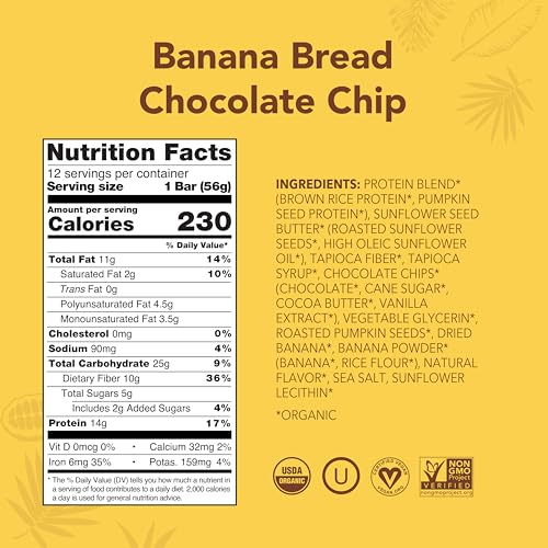 Image 2 of ALOHA Organic Plant Based Protein Bars | Banana Bread Chocolate Chip, 12 Ct