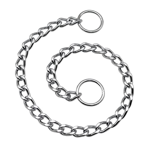 Image 10 of Herm Sprenger Chrome Plated Steel Dog Collar with Short Flat Links Choke Chain Two O-Rings