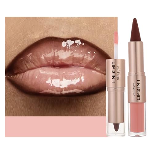 Image 19 of #12 Neutral Brown Nude Ombre / 1 Count (Pack of 1) for the product BAISEN DIARY 2-in-1 Double-Ended Matte Lip Liner & Lip Gloss Duo