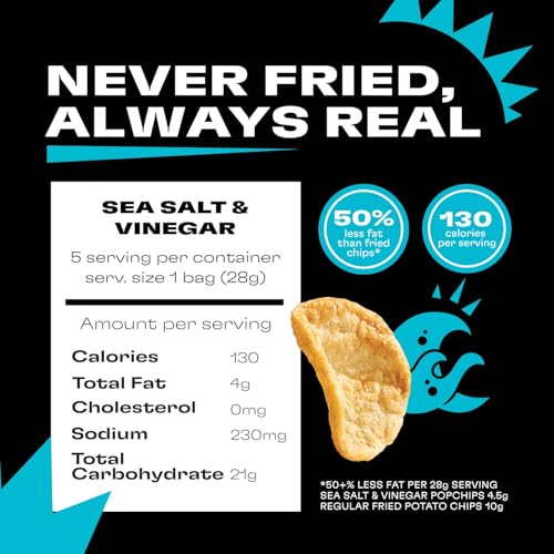 Image 3 of popchips Popchips Potato Chips, Sea Salt & Vinegar, 4ct 5.0oz Share Bags