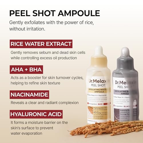 Image 5 of Dr.Melaxin Peel Shot Glow Rice Peeling Ampoule Duo Daily Soft Exfoliating Face and Body Scrub