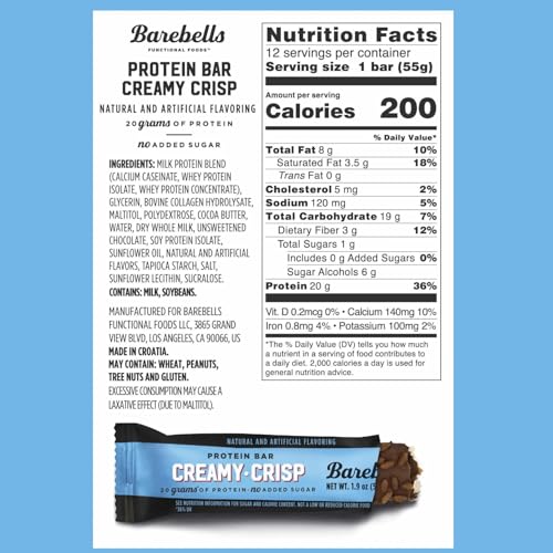 Image 2 of BAREBELLS Protein Bars Creamy Crisp - 12 Count, 20g High Protein Treats
