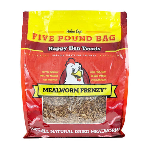 100% Mealworm Frenzy Treats For Chickens 5 Lbs by Happy Hen Treats