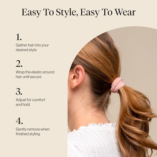 Image 6 of Kitsch Ribbed Hair Ties No Damage - Blush, 10pcs