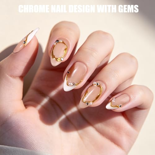 Image 7 of Teenitor Acrylic Nail Kit With Chrome Powder, Almond Tips, Art Brushes, Charms, 3D Gel, Tools, Stand - Beginner Set
