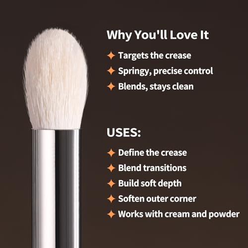 Image 3 of ALBEAUT Tapered Eye Shadow Brush, Medium Powder Eyeshadow Blending Brush for Crease, Fluffy Eye Makeup Tool for Women and Girls (195 Pro Blender)