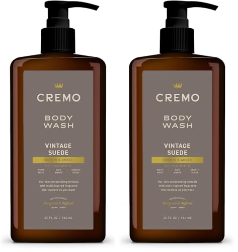 Image 2 of Vintage Suede (Pack of 2) for the product Cremo Body Wash for Men, Vintage Suede, 32 Fl Oz