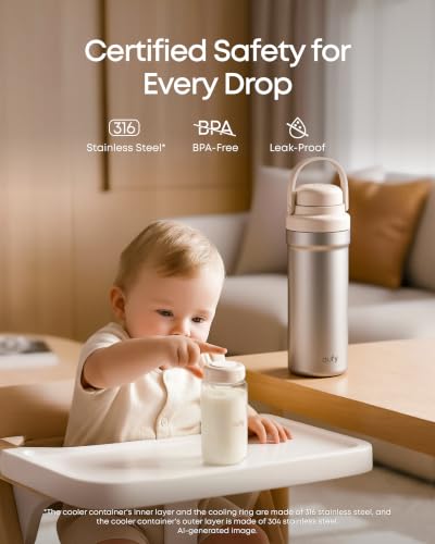 Image 6 of eufy Portable Breastmilk Cooler E10, 20 oz, Stainless Steel, BPA-Free