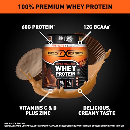 Image 2 of Body Fortress Super Advanced Whey Protein Powder, Chocolate PB, 1.78 lbs