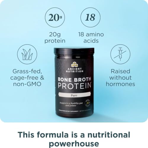 Image 2 of Ancient Nutrition Grass Fed Bone Broth Protein Powder, Pure
