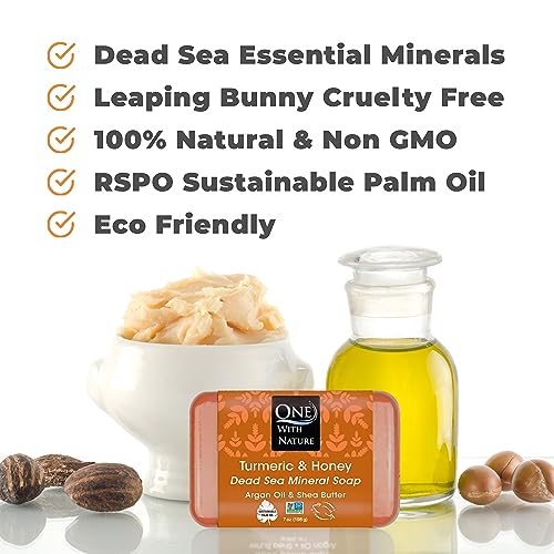 Image 3 of One With Nature Turmeric Soap Bar with Dead Sea Salt, 7 oz, 3 Pack