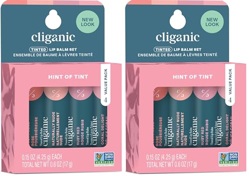 Image 2 of 0.6 Ounce (Pack of 2) for the product Cliganic Organic Lip Balm Set, 4 Flavors, 100% Natural for Dry Cracked Lips