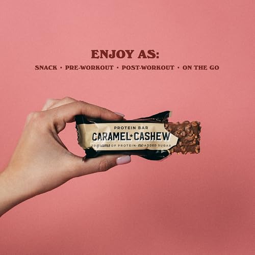 Image 5 of BAREBELLS Barebells Protein Bars Caramel Cashew - 12 Count, 20g High Protein Treats - Chocolate Nutrition Bar with 1g Total Sugars - On-The-Go Breakfast or Post-Workout Snack (Pack of 2)