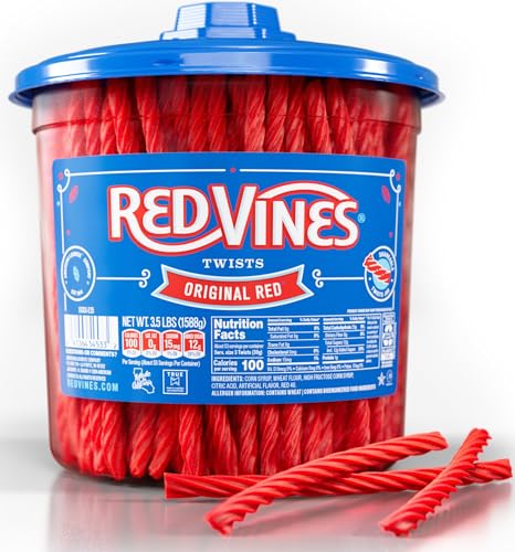Image 1 of Default Title for the product Red Vines Licorice Candy Original Red Flavor Soft Chewy Candy Twists, Red Licorice 3.5 Lb Jar