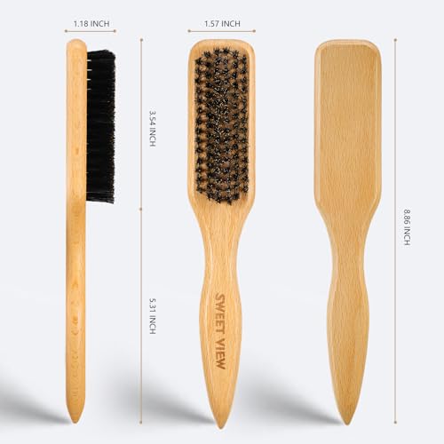 Image 6 of SWEET VIEW Boar Bristle Slick Back Hair Brush