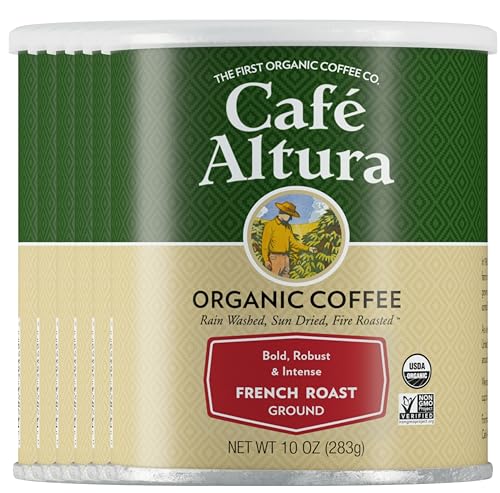Image 1 of Default Title for the product Cafe Altura Ground Organic Coffee, French Roast, 10 oz Can (Pack of 6)