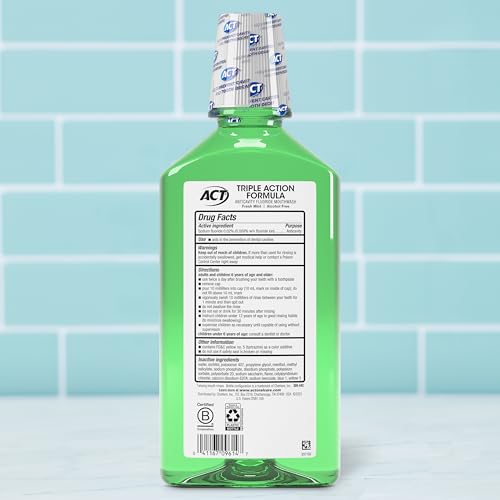 Image 2 of ACT Total Care Zero Alcohol Anticavity Fluoride Mouthwash 33.8 fl. oz. Fresh Mint
