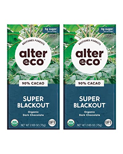 Image 3 of Super Blackout / 2.65 Ounce (Pack of 2) for the product Alter Eco Dark Chocolate Bars Pure Dark Cocoa Fair Trade Organic Non-GMO Gluten Free