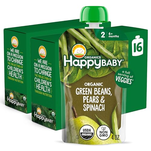 Image 1 of Default Title for the product Happy Baby Clearly Crafted Stage 2 Green Beans Pears & Spinach 4oz (16)