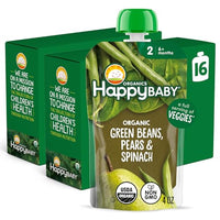 Thumbnail for Image 1 of Default Title for the product Happy Baby Clearly Crafted Stage 2 Green Beans Pears & Spinach 4oz (16)
