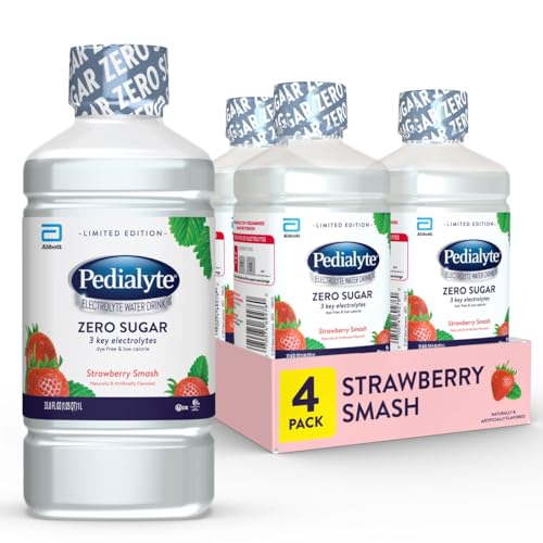 Image 2 of Strawberry Smash / 33.8 Fl Oz (Pack of 4) for the product Pedialyte Electrolyte Water with Zero Sugar Hydration Drink