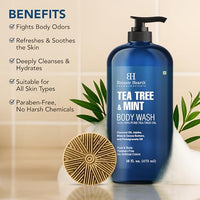 Thumbnail for Image 3 of Botanic Hearth Tea Tree & Mint Body Wash with Silicone Body Brush 16 fl oz