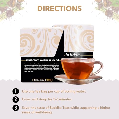 Image 4 of Buddha Teas Organic Mushroom Wellness Blend Herbal Tea 18 Tea Bags