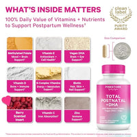 Thumbnail for Image 2 of Pink Stork Total Postnatal + DHA with Iron, 60 Capsules, Berry