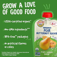 Thumbnail for Image 6 of Earth's Best Organic Pear Butternut Squash Fruit + Veggie Puree 3.5 oz Pouch (Pack of 12)