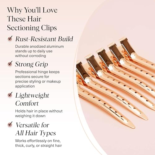 Image 3 of Kitsch Professional Alligator Clips - Rose Gold, 6 Pcs