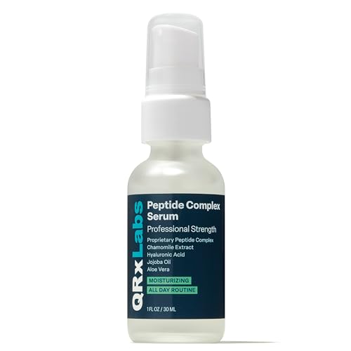 Image 1 of Default Title for the product QRxLabs Peptide Complex Face Serum - Firming Collagen Peptide Serum - Antiaging Skincare Gel with Hydrating Hyaluronic Acid with Chamomile Extract - Unscented Gel, 1 Fl Oz