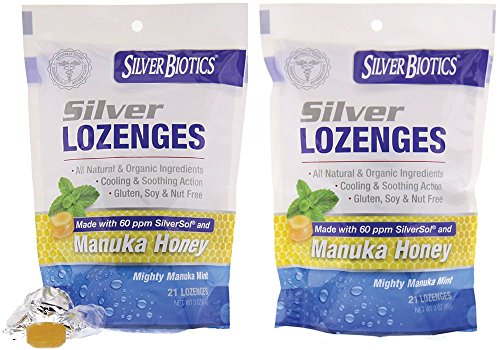 Image 1 of Default Title for the product American Biotech Labs Silver Biotics Silver Lozenges w/60ppm SilverSol and Manuka Honey, Mighty Manuka Mint (21 Count) (2 Pack)