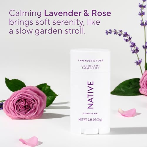Image 4 of Native Deodorant Contains Naturally Derived Ingredients, 72 Hour Odor Control, Deodorant for Women and Men, Aluminum Free, Lavender & Rose 2.65oz