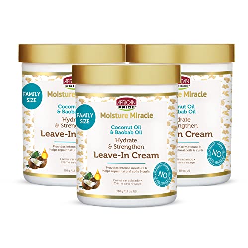 Image 4 of Coconut / 18 Ounce (Pack of 3) for the product African Pride Moisture Miracle Leave-In Cream