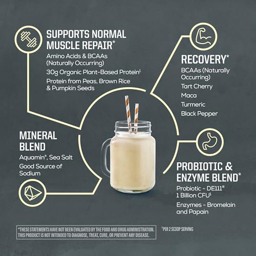 Image 4 of Sunwarrior Organic Plant Based Protein Powder, Vegan, Vanilla, 20 Servings