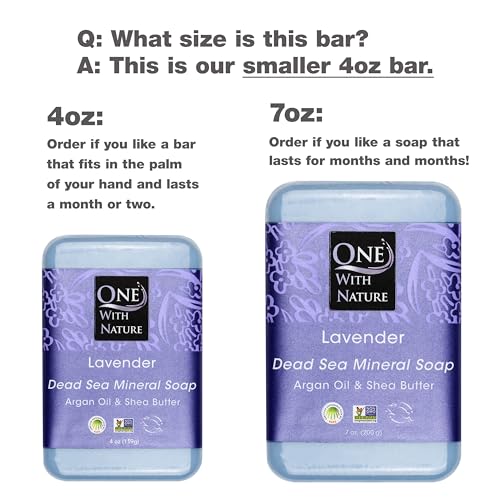 Image 2 of One With Nature Dead Sea Salt Soap, Lavender Soap Bars, 4 oz, 3 Pack