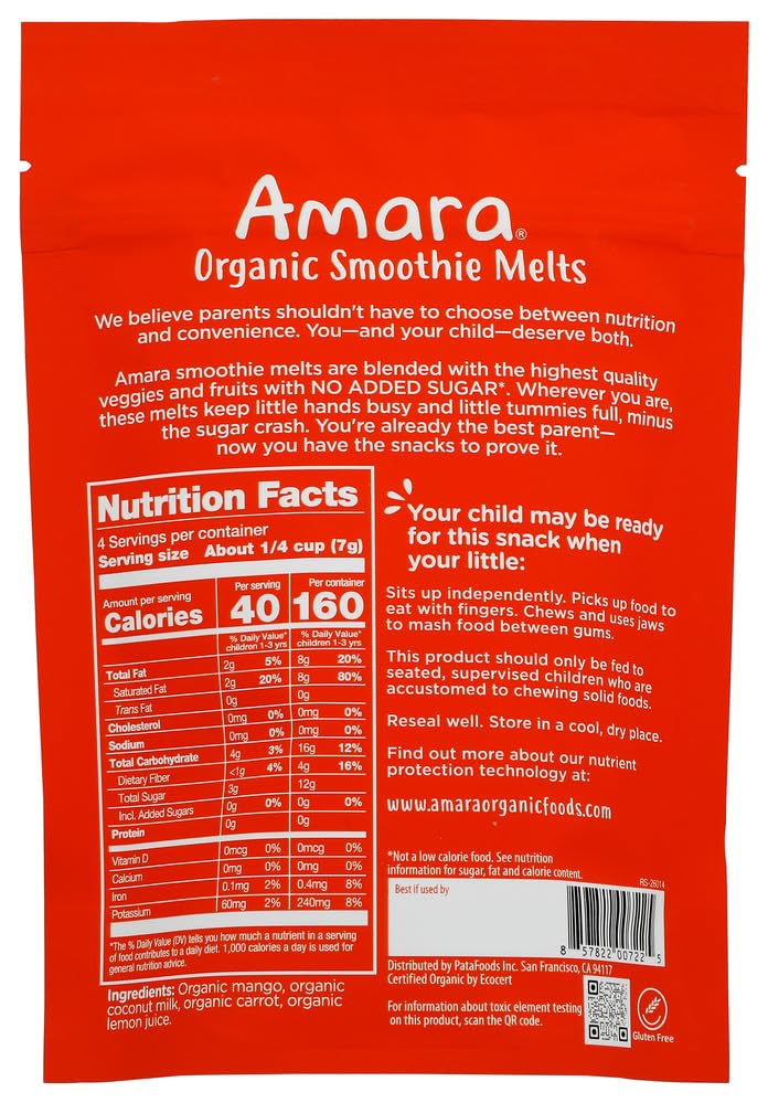 Image 4 of Amara Mango Carrots Organic Smoothie Melts 1 Oz