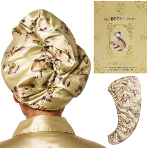 Image 4 of Hufflepuff / 1 Count for the product Kitsch Microfiber Hair Towel Wrap for Women