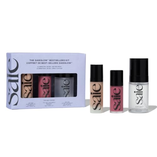 Image 1 of Default Title for the product Saie Saieglow Bestsellers Kit - Full-Size Dew Blush, Mini Glowy Super Gel & City Set Setting Spray (3 Ct)