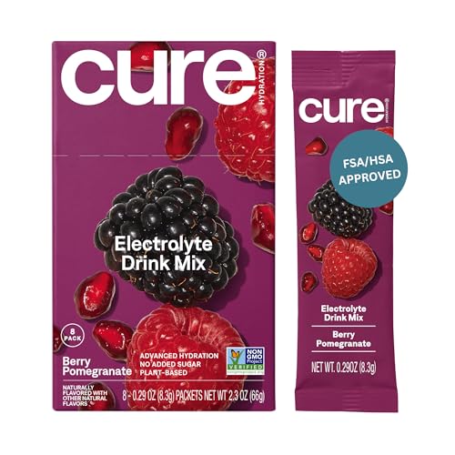 Image 1 of Default Title for the product Cure Hydration Electrolyte Drink Powder Berry Pomegranate 8 Packets