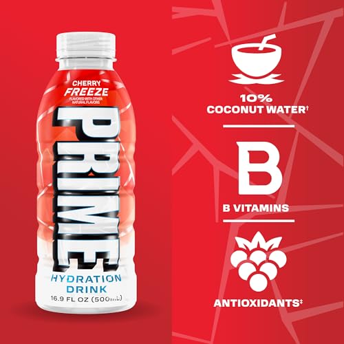 Image 4 of PRIME Hydration CHERRY FREEZE, Sports Drinks with Coconut Water, Electrolyte Enhanced to Replenish Fluids, Zero Added Sugar, B Vitamins, Antioxidants, Made with Natural Flavors, 16.9 Fl Oz 12 Pack
