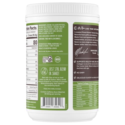 Image 5 of Primal Kitchen Matcha Latte Collagen Peptide Mix, 9.3oz