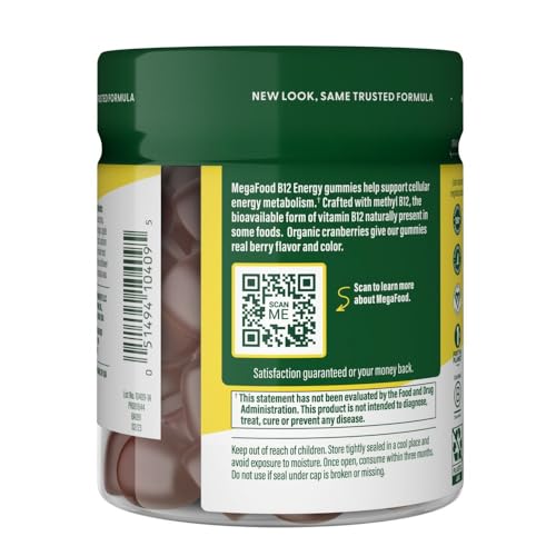 Image 3 of MegaFood Vitamin B12 Energy Gummies, USDA Organic, Cranberry, 70 Gummies