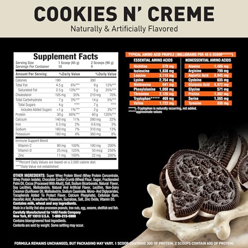 Image 4 of Body Fortress Super Advanced Whey Protein Powder, Cookies N Crème, 1.78 lbs
